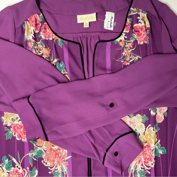 ModCloth Purple Floral “Podcast Co-Host” Blouse Size 1X - Picture 12 of 15